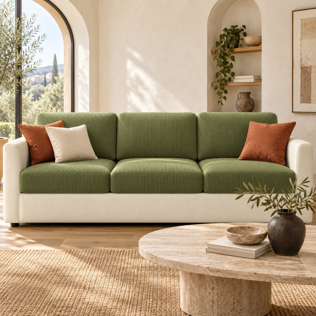Cozy Ribbed Corduroy Sofa Cover