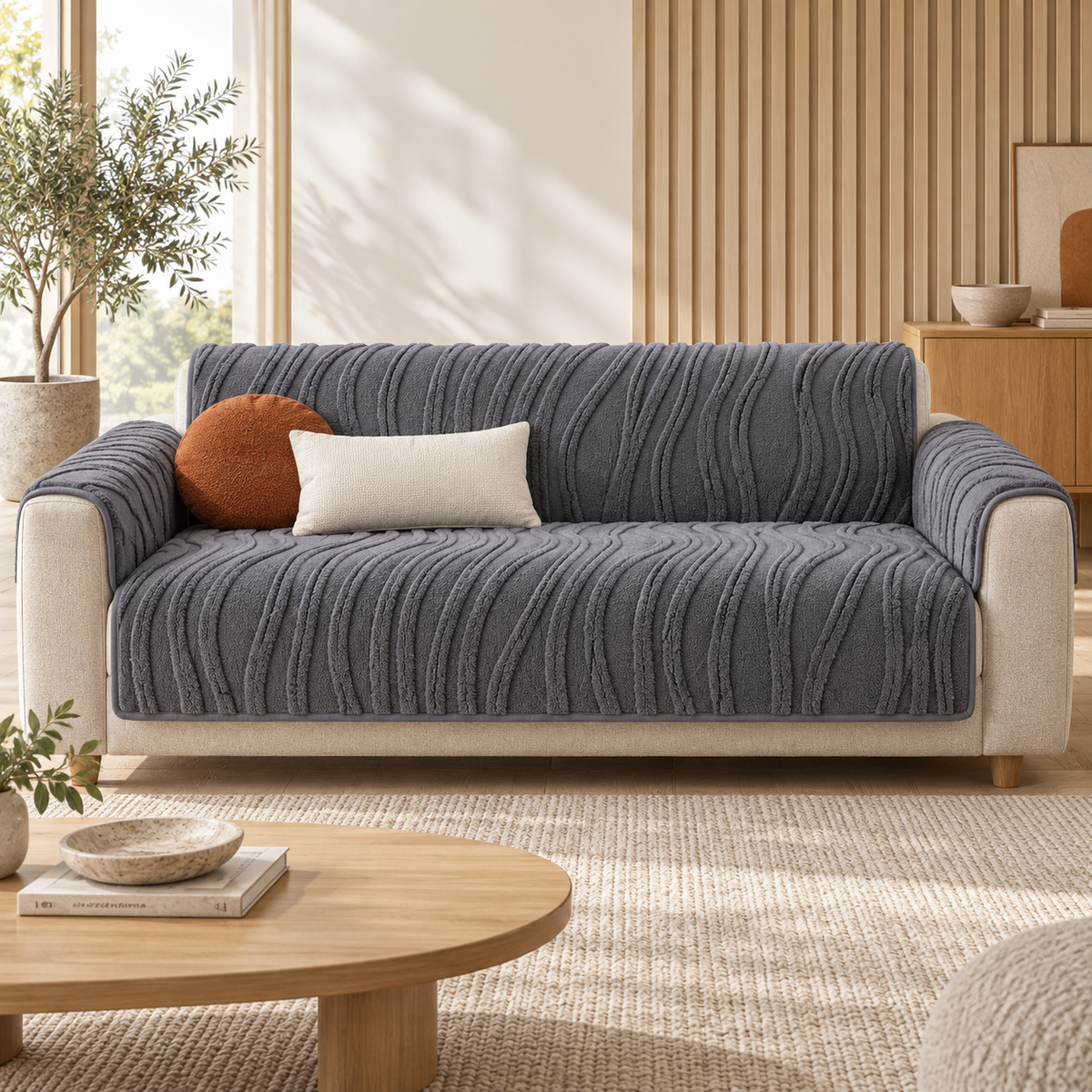 Cozy Wave Plush Sofa Cover