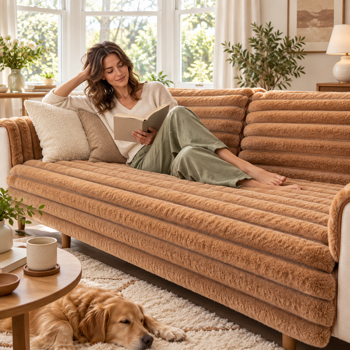 Cloud Rib Plush Sofa Cover