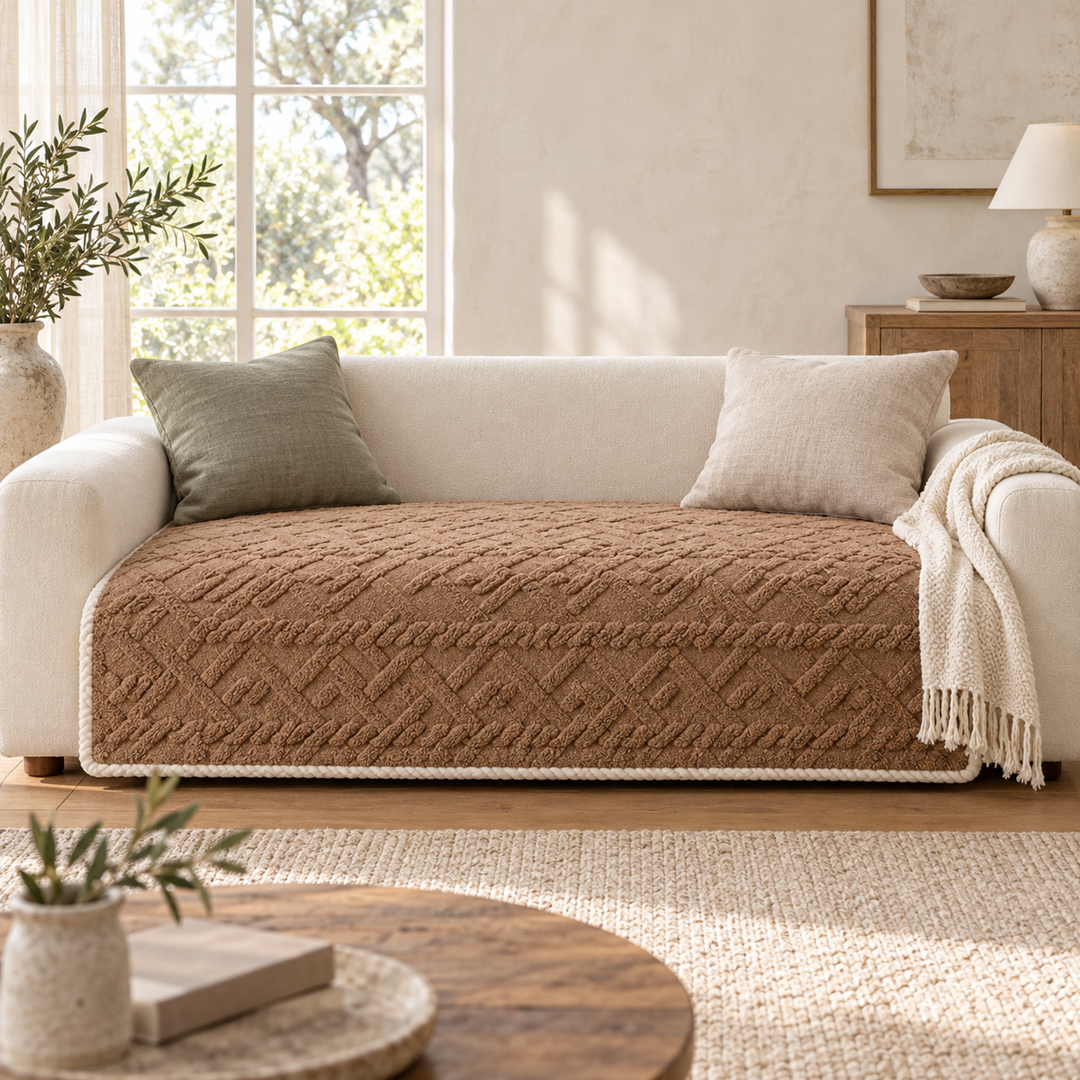 Cozy Braided Plush Sofa Cover