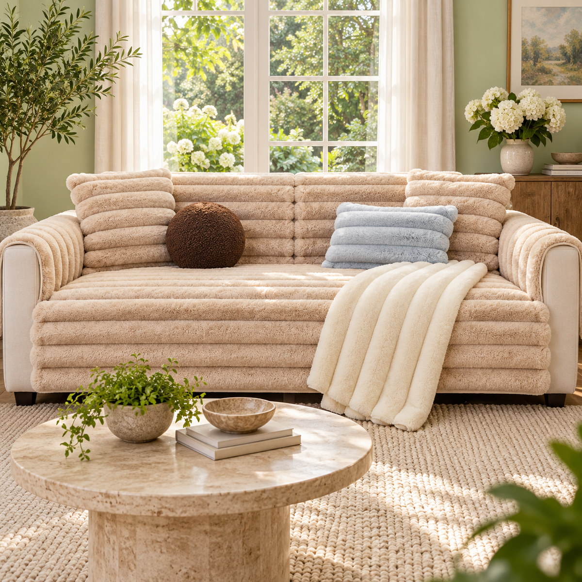 Cloud Rib Plush Sofa Cover
