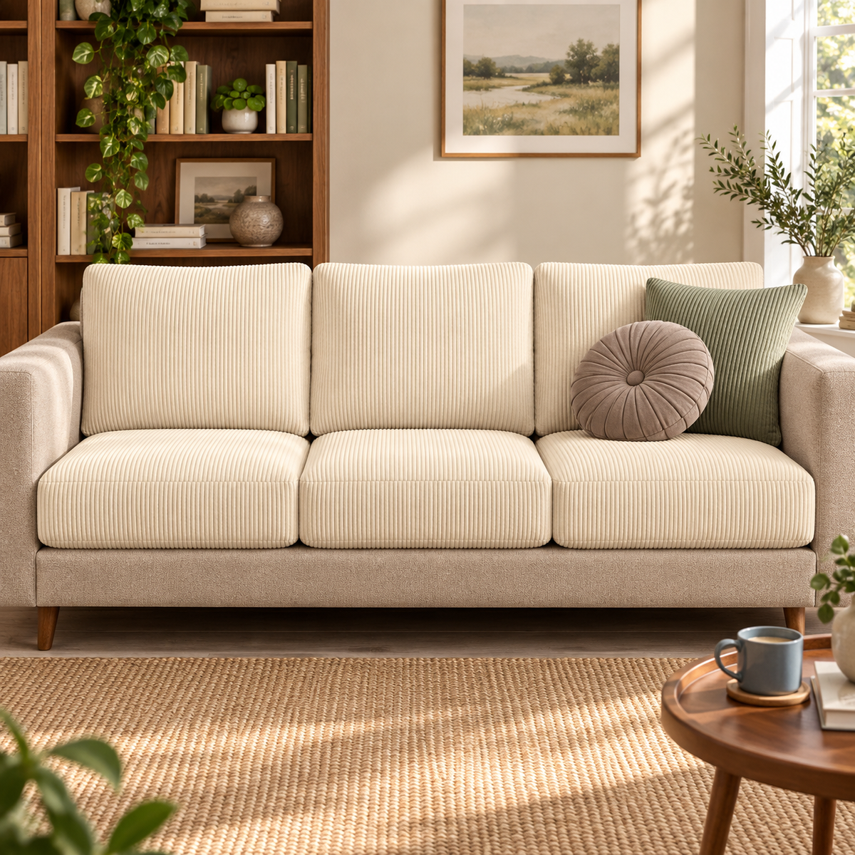 Cozy Ribbed Corduroy Sofa Cover